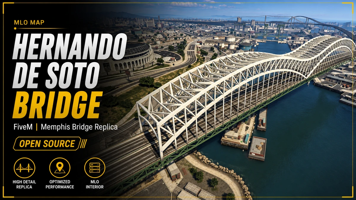 Hernando de Soto Bridge MLO FiveM | Memphis Bridge Replica | Open Source